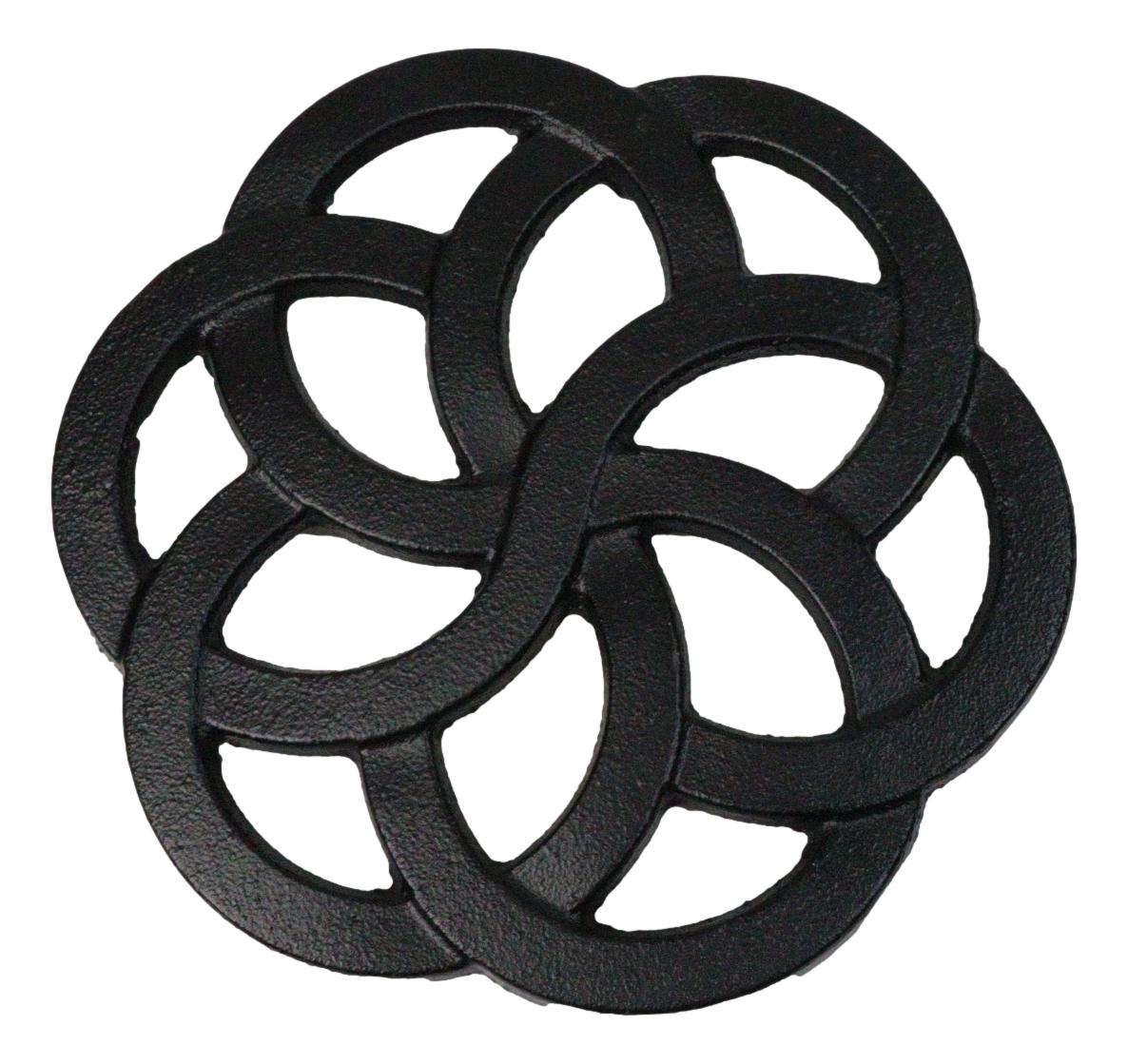 Floral Scroll Geometry Traditional Cast Iron Metal Tetsubin Teapot Trivet Stand