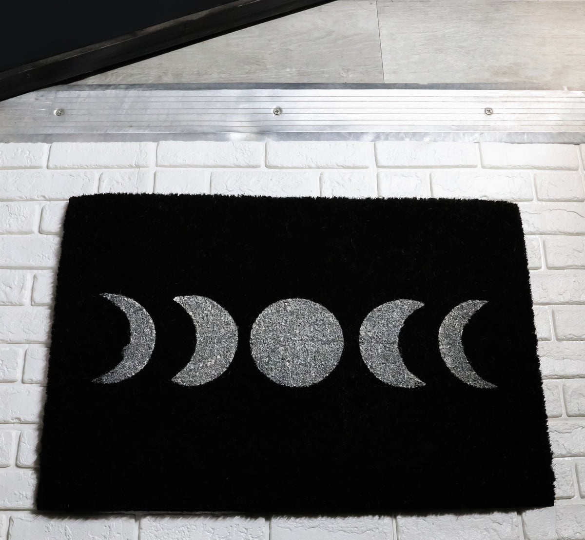 Moon Phase Triple Moon Goddess Black Coir Coconut Fiber Floor Mat Doormat