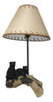 Rustic Western Whimsical Forest Black Bears Resting On Tree Log Table Lamp