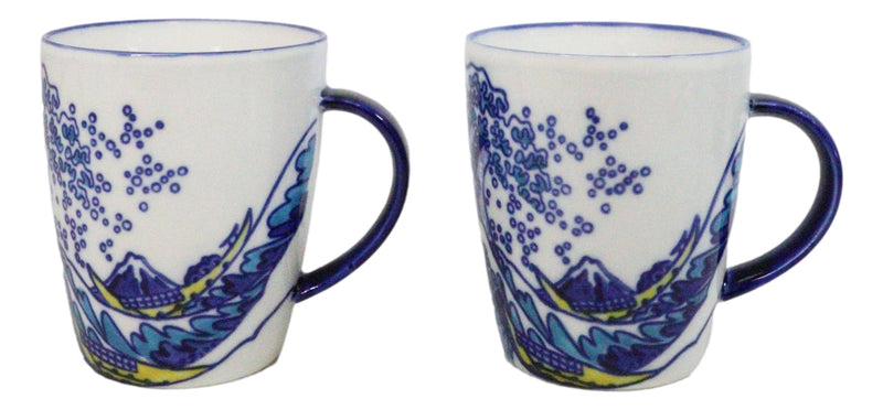 Pack Of 4 Japanese Hokusai Great Wave Mount Fuji Ceramic Mug Cups 12oz