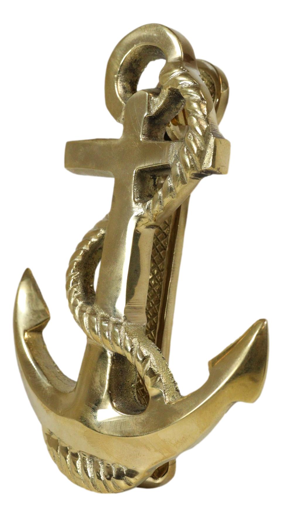 Brass Metal Golden Marine Nautical Sailor Ship Anchor Door Knocker Sculpture