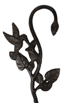 Pack of 2 Cast Iron Whimsical Hummingbird By Vine Planter Holder Wall Hook 11"H