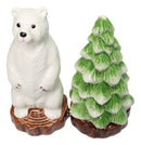 Arctic Wild Snow Polar Bear And Pine Tree Ceramic Salt And Pepper Shakers Set