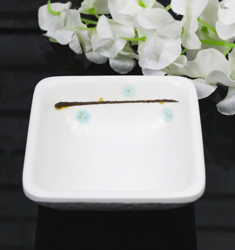 Pack Of 6 Square Yukino Hana Snowflakes Melamine Condiments Dipping Sauce Dishes