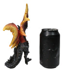 Gothic Guardian Black Spiked Fire Dragon Figurine With Ember Flame Wings