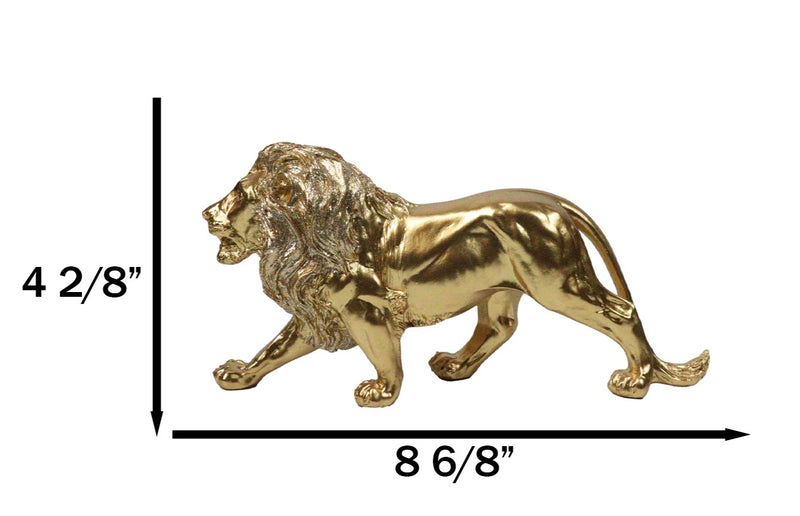 Faux Brass Gold Finish African Safari Prowling Lion King of The Jungle Figurine