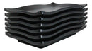 Pack Of 6 Black Silk Melamine Rectangular Wavy Buffet Lunch Sushi Plates 6.75"L