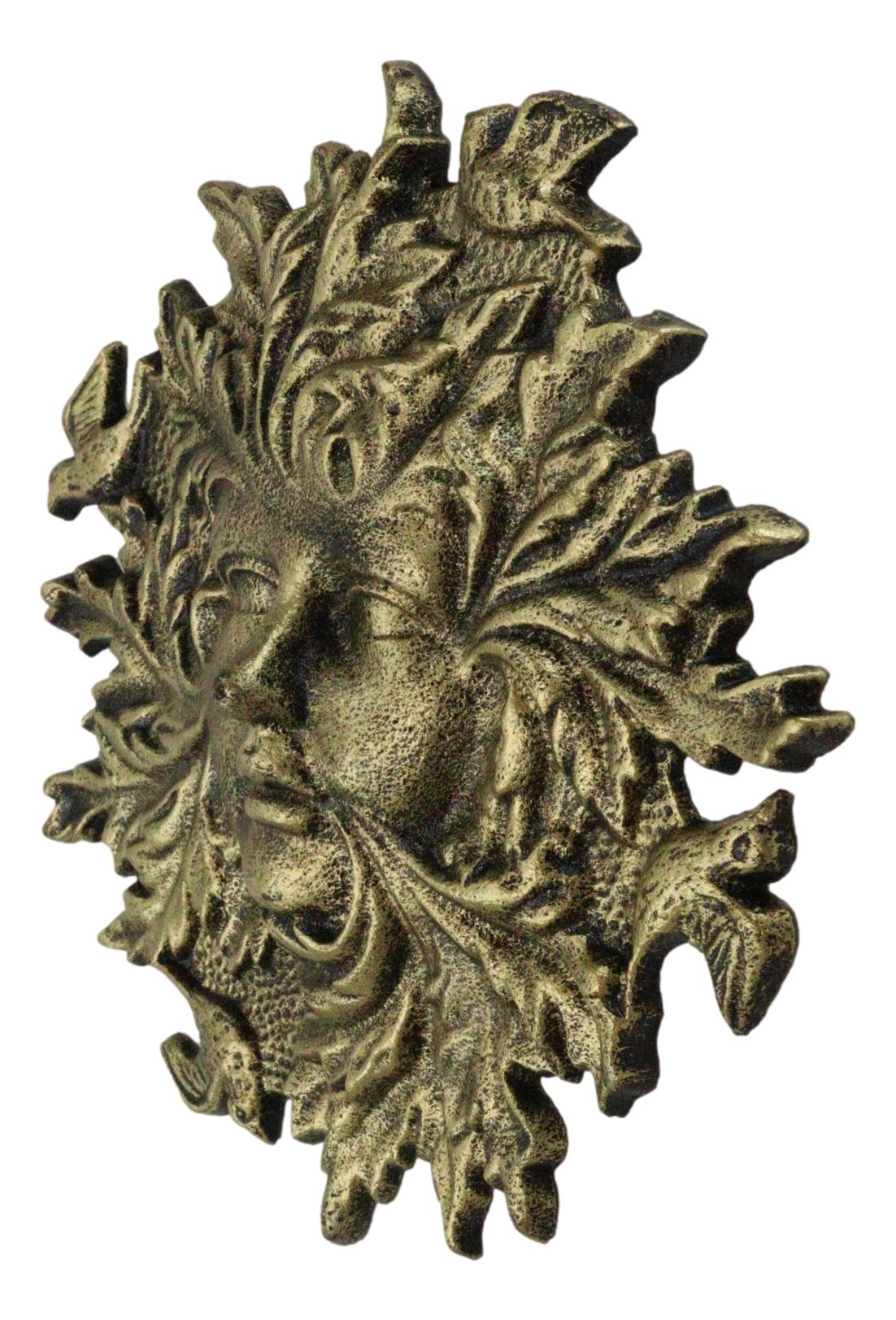 Cast Iron Antiqued Forest Spirit Goddess Celtic Greenwoman Ent Face Wall Decor - Ebros Gift