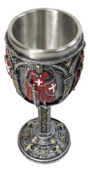 Medieval Swordsman Red Templar Crusader Knight Suit of Armor Wine Goblet