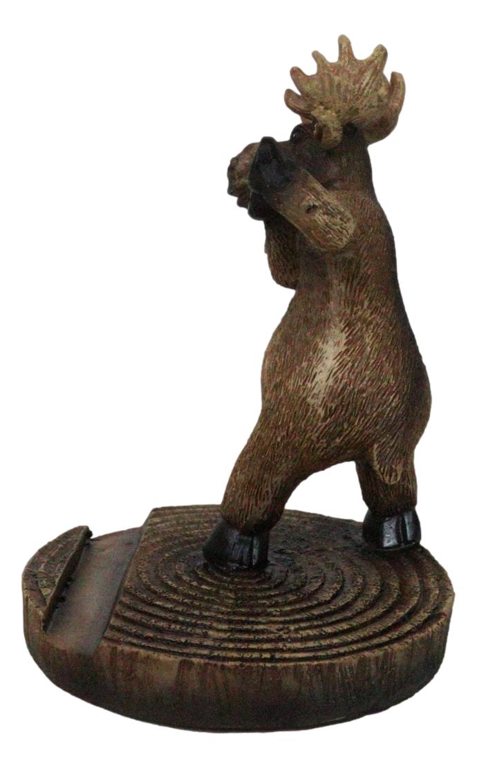 Rustic Western Whimsical Elk Moose Standing On Tree Ring Cell Phone Holder Stand