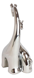 Silver Ceramic Modern Chic Pop Art Giraffe Mother And Calf Silhouette Sculpture