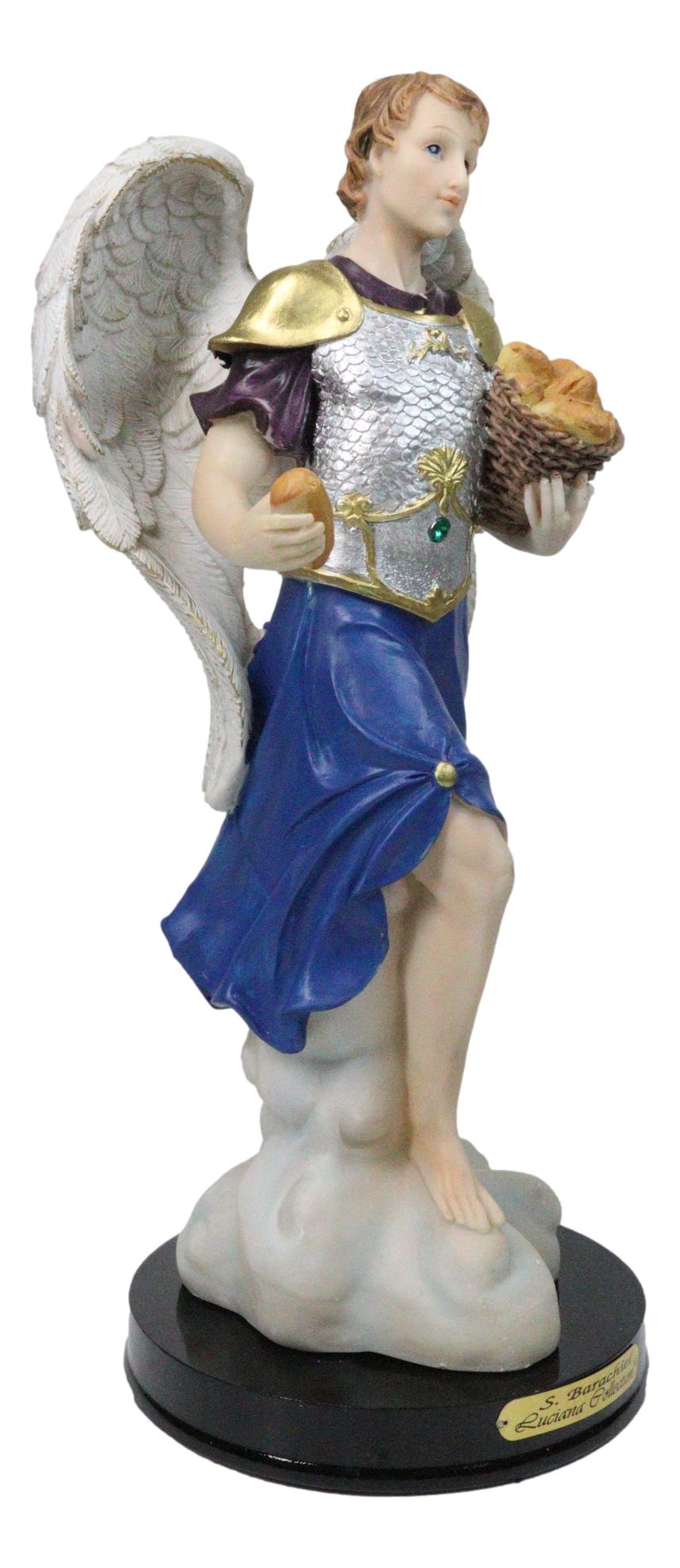 Archangel Saint Barachiel Carrying Bread Basket Christian Figurine W/ Base 12"H