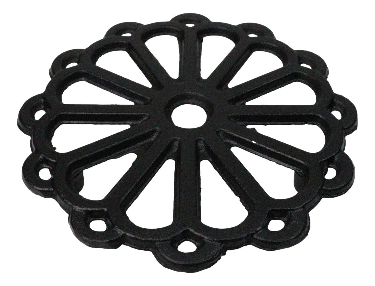 Floral Wheel 12 Spokes Traditional Cast Iron Metal Tetsubin Teapot Trivet Stand