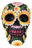 Day of The Dead Metallic Bright Sunflowers Floral Blooms Sugar Skull Figurine