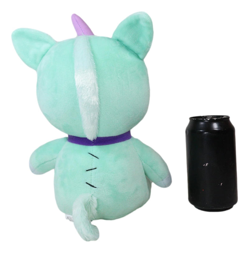 Ebros Larger Furry Bones Blue Unicorn Unie Skeleton With Pink Horn Plush Toy
