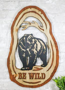 Rustic Western Be Wild Black Bear Forest Tree Ring MDF Wood Cutout Wall Decor