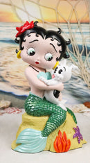 Ocean Mermaid Betty Boop Sitting On Coral With Pudgy Dog Novelty Figurine