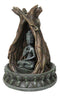 Amitabha Buddha Meditating Inside Tree Trunk Backflow Incense Burner Figurine