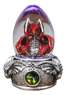 Hear No Evil Red Wyrmling Dragon In Colorful LED Acrylic Glass Egg Figurine