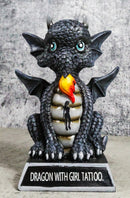Fantasy Black Onyx Koan Cartoon Chibi Dragon Figurine Dragon With Girl Tattoo