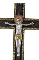 Catholic Tooled Gold Silver Abstract Passion Of Jesus Christ Crucifix Wall Cross