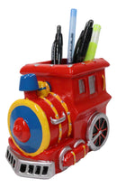 Red Colorful Choo Choo Train Locomotive Stationery Pencil Holder Figurine 5"L
