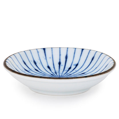 Pack Of 6 Fubuki Tokusa Made In Japan Round Flair Blue Geometry Sauce Dishes
