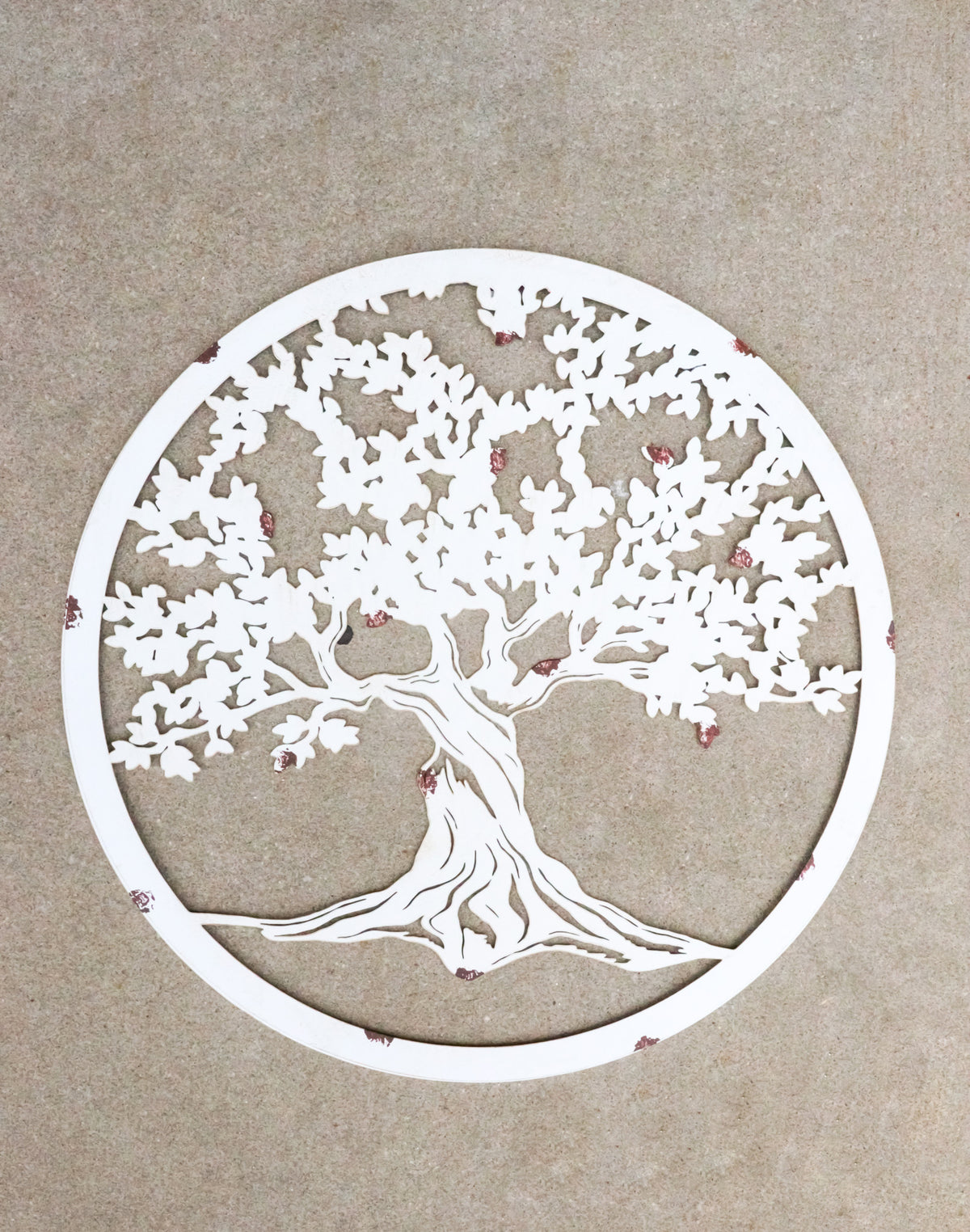 White 24"D Oversized Celtic Tree of Life Medallion Metal Wall Circle Plaque