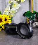 Pack Of 6 Black Silk Melamine Round Curved Appetizer Sides Banchan Plates 4.75"D