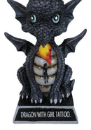 Fantasy Black Onyx Koan Cartoon Chibi Dragon Figurine Dragon With Girl Tattoo