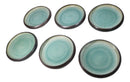 Pack Of 6 Green Midori Kannyu Blue Sky Porcelain Wavy Round Deep Plates 9"D