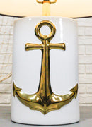 Sea Nautical Coastal Golden Ship Anchor Ceramic Table Lamp Navy Sailor Shade