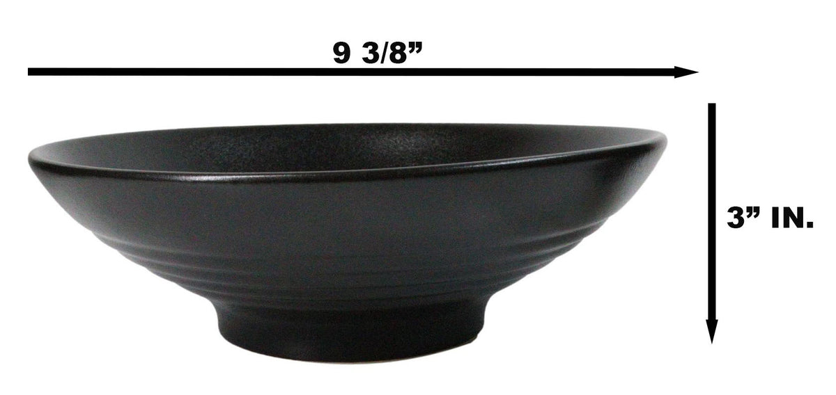 Pack Of 6 Black Kokuyo Ceramic Collection Large Ramen Soup Dinner Bowl 36oz 9"D
