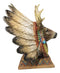 Native American Indian Stag Deer Chief With Roach Headdress Figurine