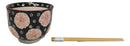 Black And Pink Cherry Blossoms Sakura Donburi Ramen Bowl With Chopsticks Set