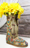 Southwestern Tribal Native Arrows Indian Moccasin Faux Leather Boot Vase Decor