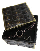 Realistic Faux Turtle Shell Print With Gold Trim Decorative Jewelry Trinket Box
