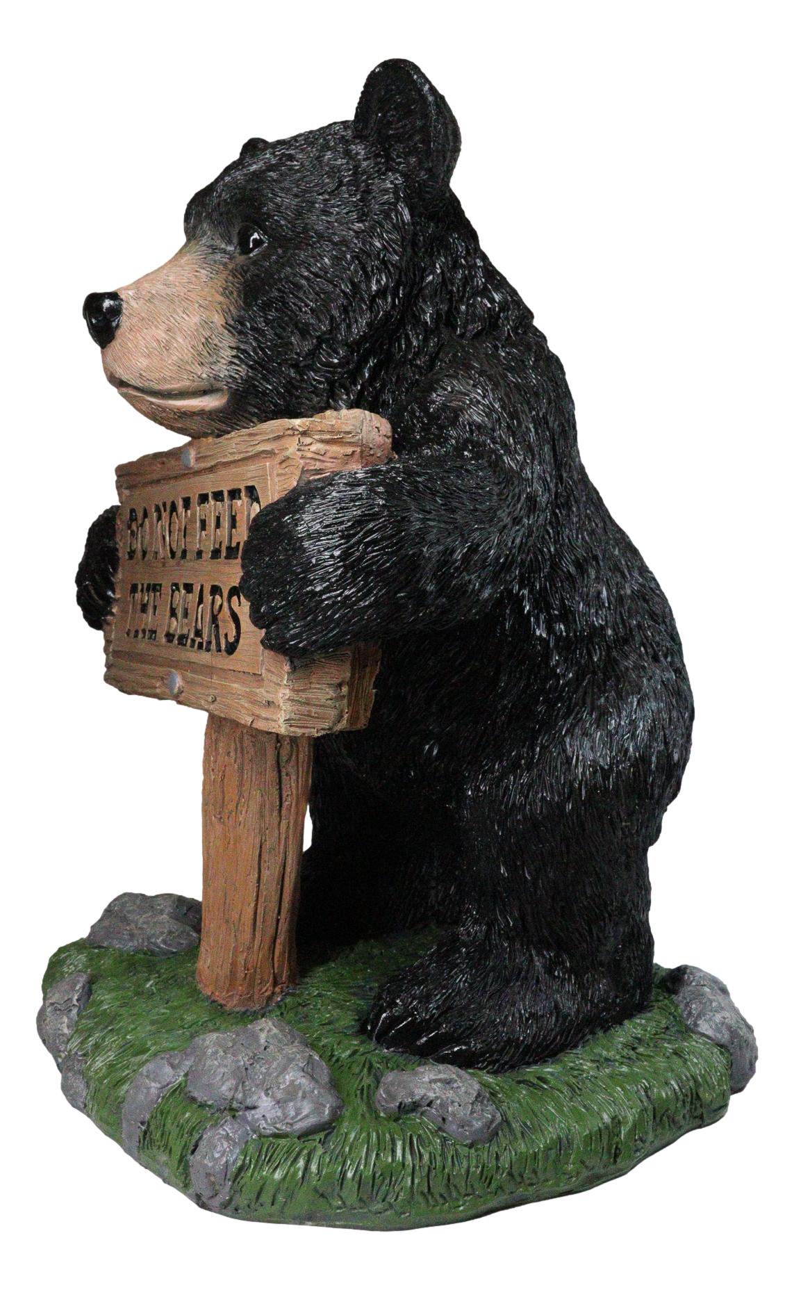 Large Whimsical Black Bear Figurine With “Do Not Feed the Bears” Sign 20"Tall