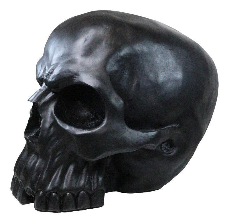 Graveyard Gothic Memento Mori Giant Oversized Sinister Black Skull Statue 23"L