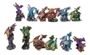 Set Of 12 Colorful Metallic Behemoth Dragons In Multiple Poses Mini Figurines