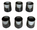 Pack Of 6 Charcoal Grey Tone Hakumu Reactive Glaze Ceramic Yunomi Tea Cups 9oz