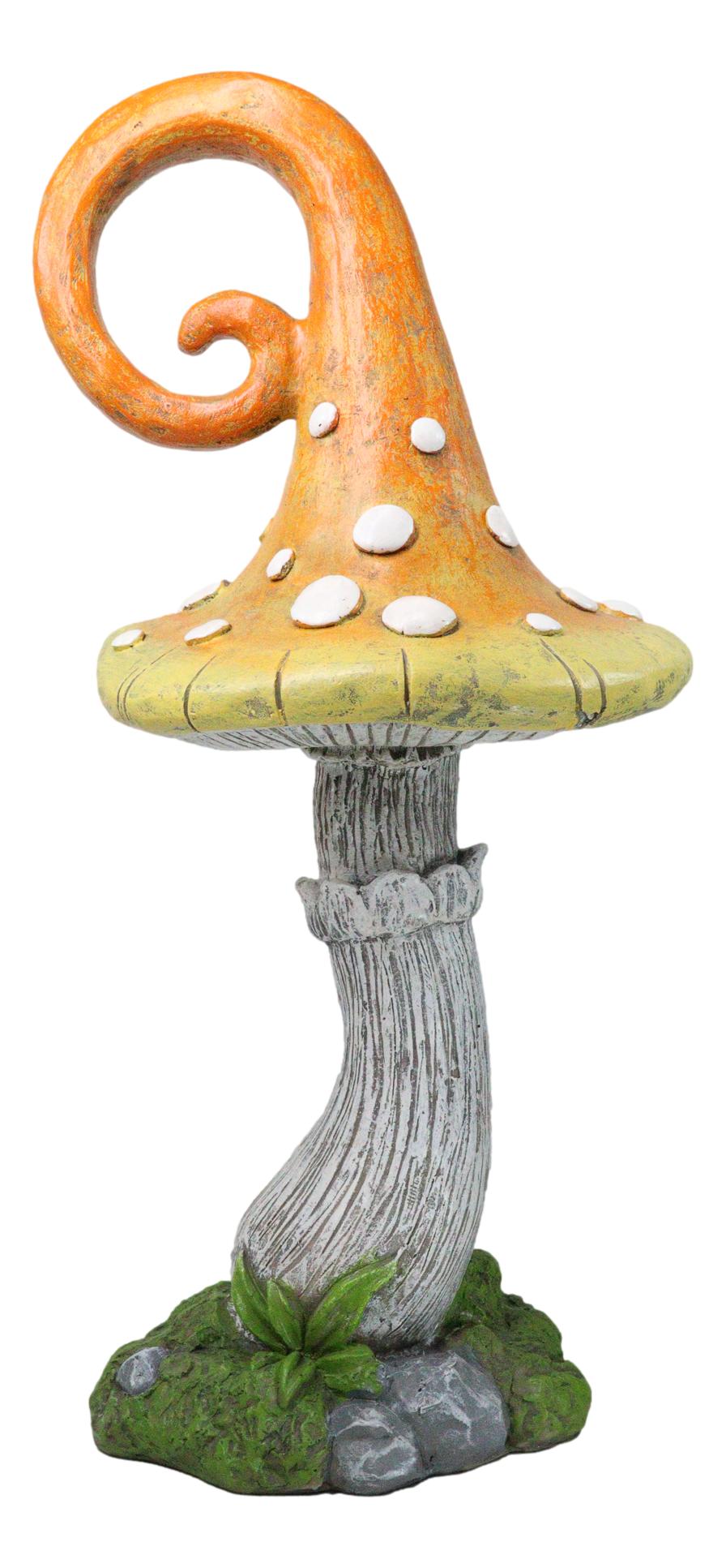 Large Fairy Garden Orange Meringue Crooked Toadstool Mushroom Figurine 23"H - Ebros Gift
