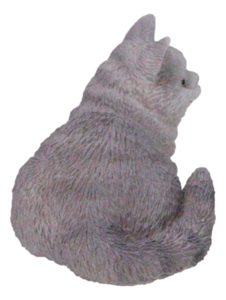 Realistic Feline British Shorthair Grey Kitty Cat Kitten Resting Mini Figurine