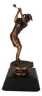 Professional Lady Golfer Swinging Golf Club On A Tee Bronze Electroplated Statue