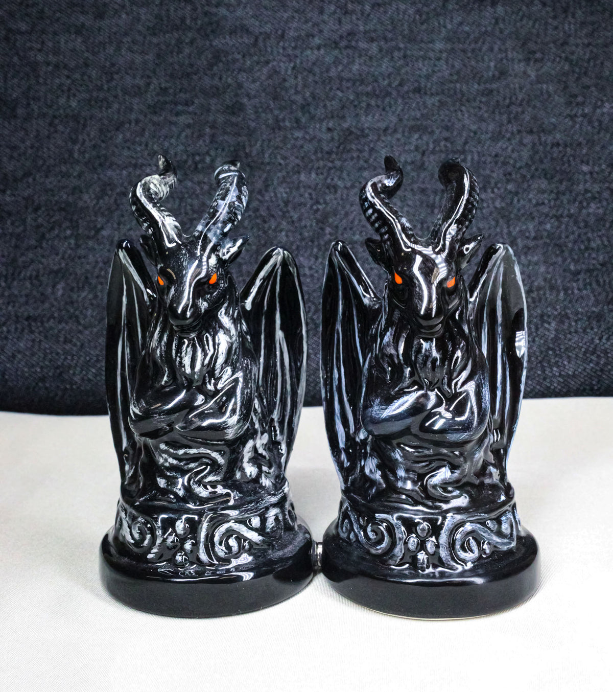 Metaphysical Realm Spirit Sabbatic Goat Baphomet Ceramic Salt Pepper Shakers Set