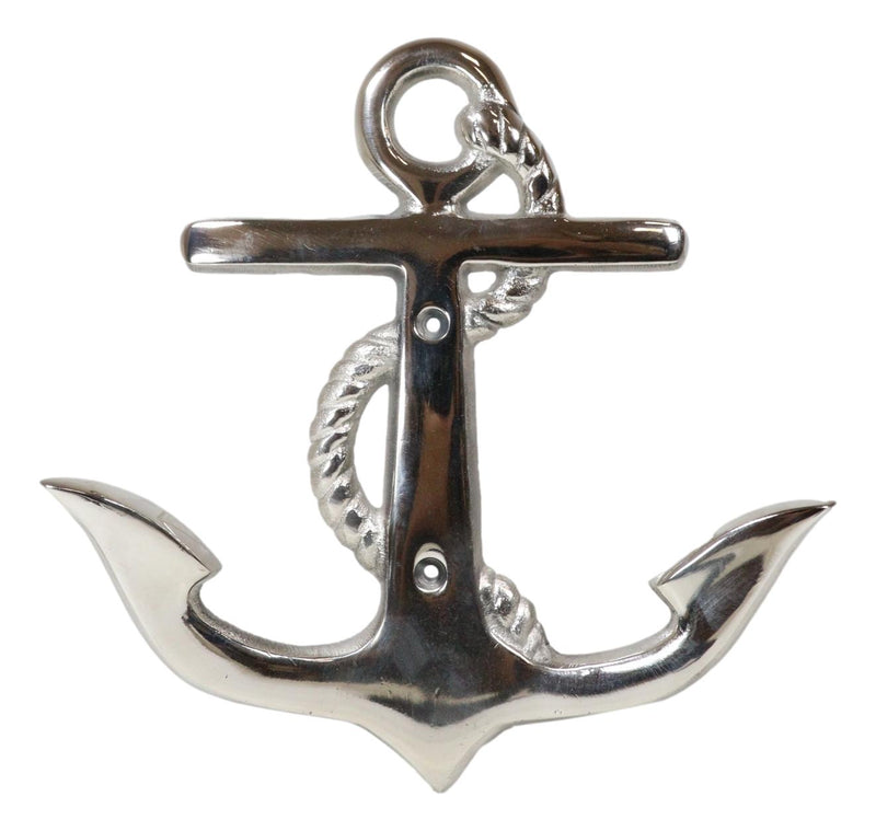 Sleek Aluminum Nautical Coastal Sea Sailor Ship Anchor 2-Peg Double Wall Hooks
