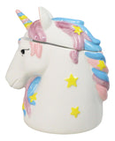 Sacred Purity White Unicorn With Rainbow Mane Horn Ceramic Cookie Jar Figurine