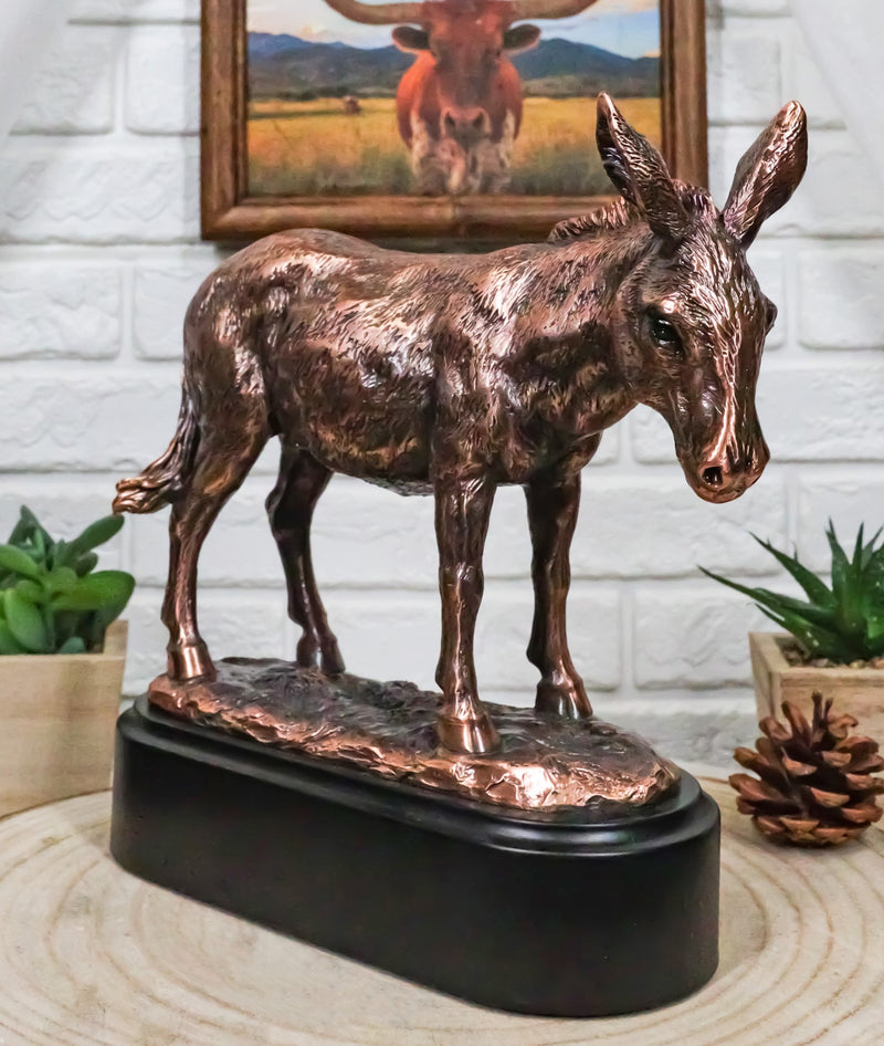 Rustic Western Farmhouse Ass Donkey Mule Electroplated Bronze Resin Figurine