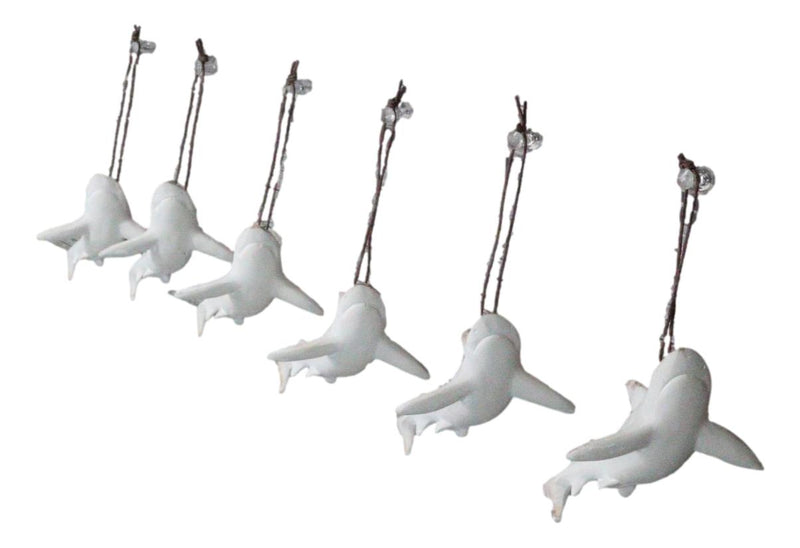 Set Of 6 Antique White Sharks Ocean Marine Wall Hanging Decor Tree Ornaments