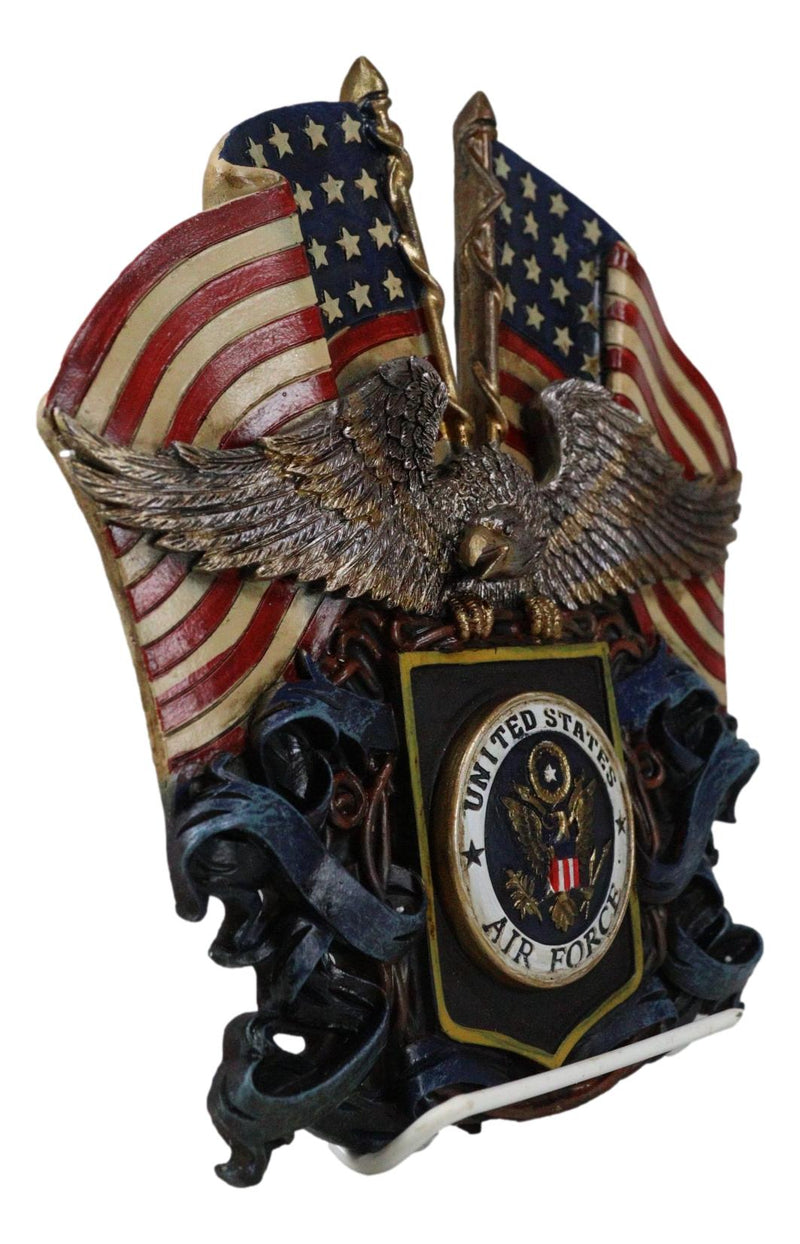 Patriotic US United States Air Force Eagle Emblem With American Flags Wall Decor
